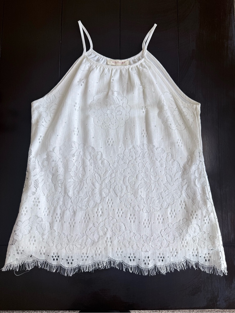 Solitaire White Eyelet Lace Halter Top